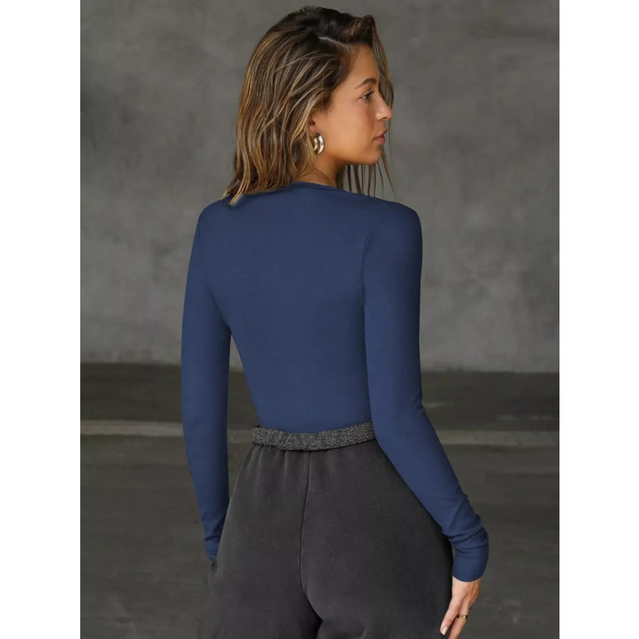 Deep V-Neck Long Sleeve Top Apparel and Accessories