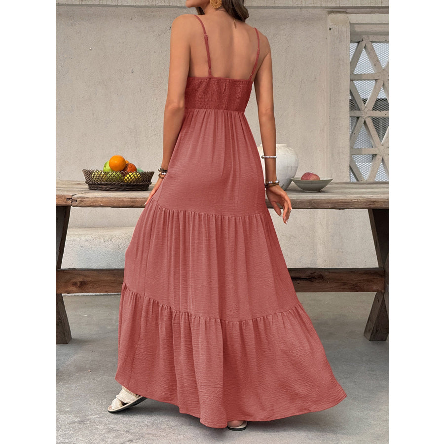 Deep V-Neck Tiered Maxi Dress Apparel and Accessories