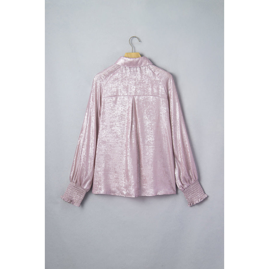 Delicacy Long Sleeve Button Front Ruffle Cuffs Back Paneling Shirt Tops/Blouses & Shirts