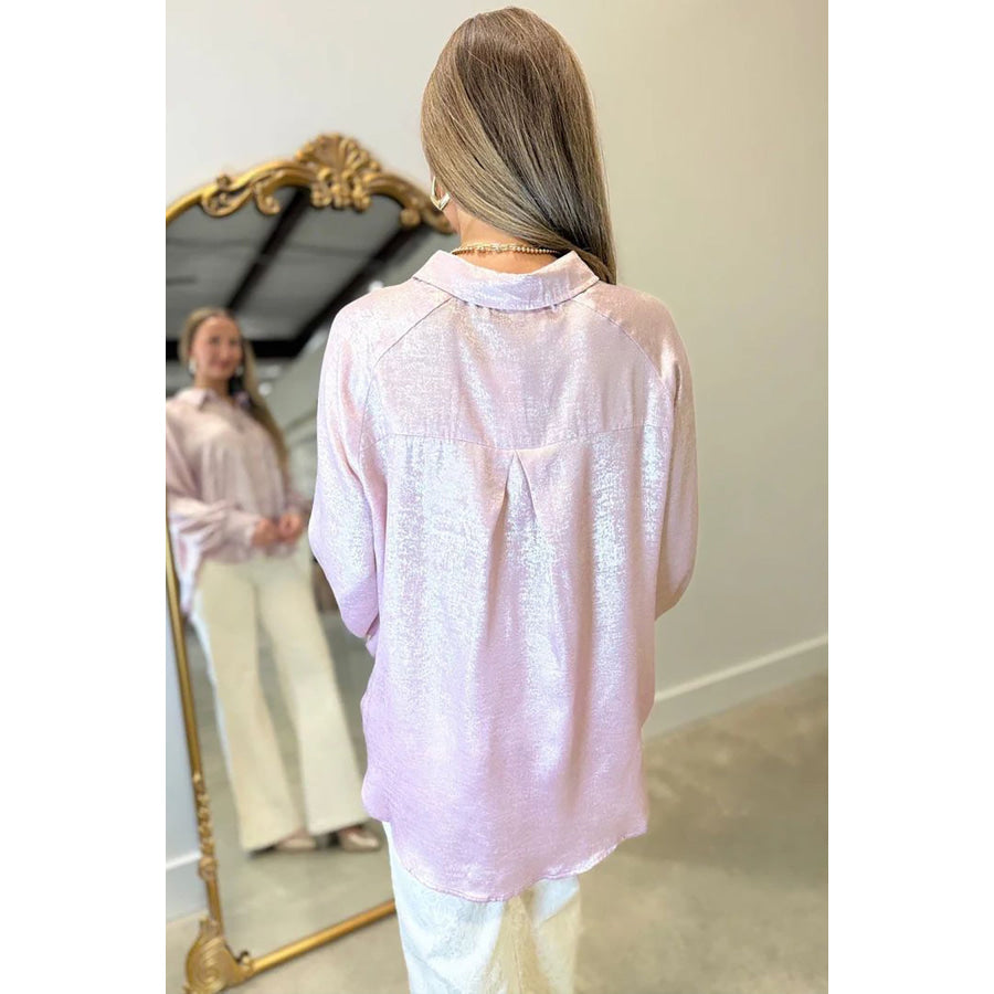 Delicacy Long Sleeve Button Front Ruffle Cuffs Back Paneling Shirt Tops/Blouses & Shirts