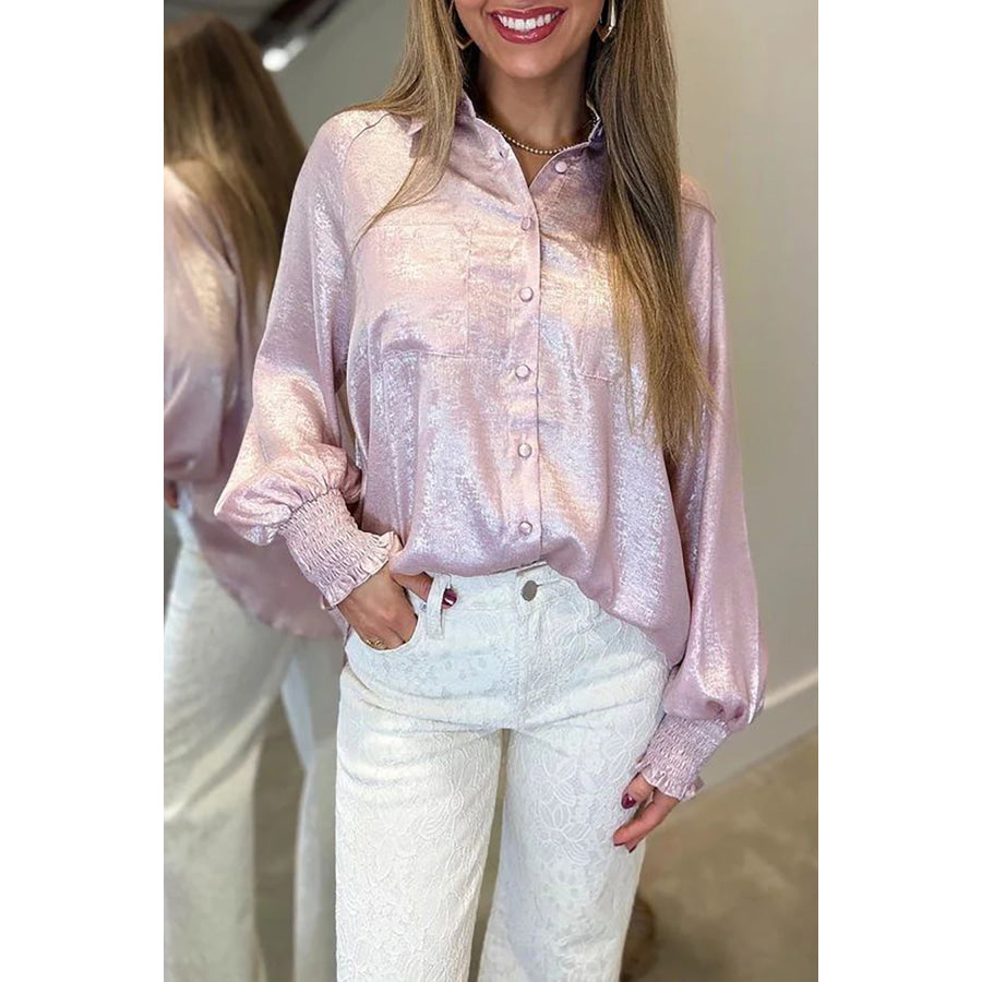 Delicacy Long Sleeve Button Front Ruffle Cuffs Back Paneling Shirt Tops/Blouses & Shirts