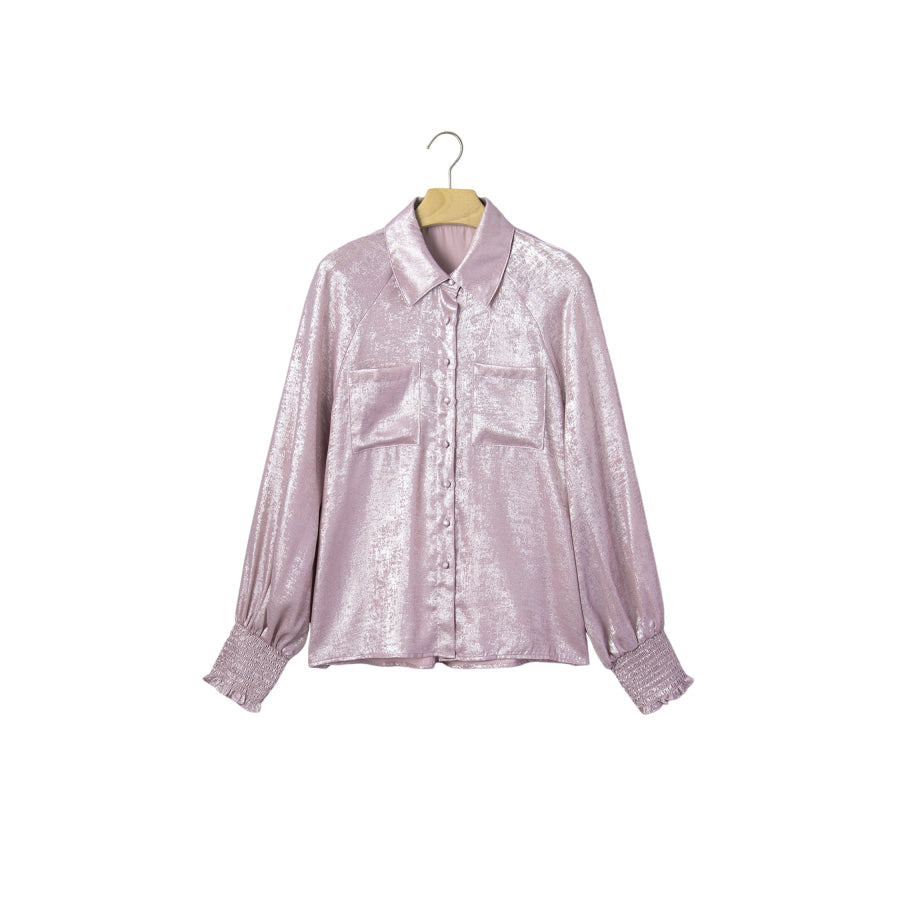 Delicacy Long Sleeve Button Front Ruffle Cuffs Back Paneling Shirt Tops/Blouses & Shirts