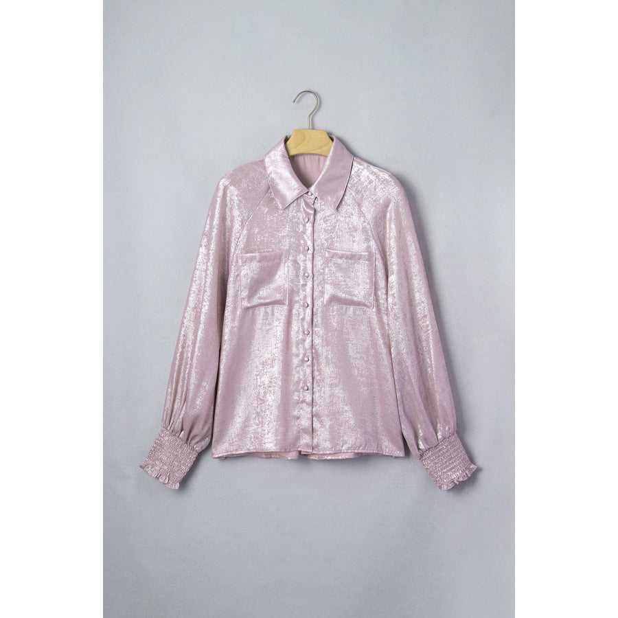Delicacy Long Sleeve Button Front Ruffle Cuffs Back Paneling Shirt Tops/Blouses & Shirts