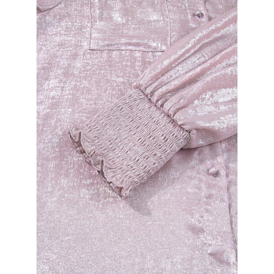Delicacy Long Sleeve Button Front Ruffle Cuffs Back Paneling Shirt Tops/Blouses & Shirts