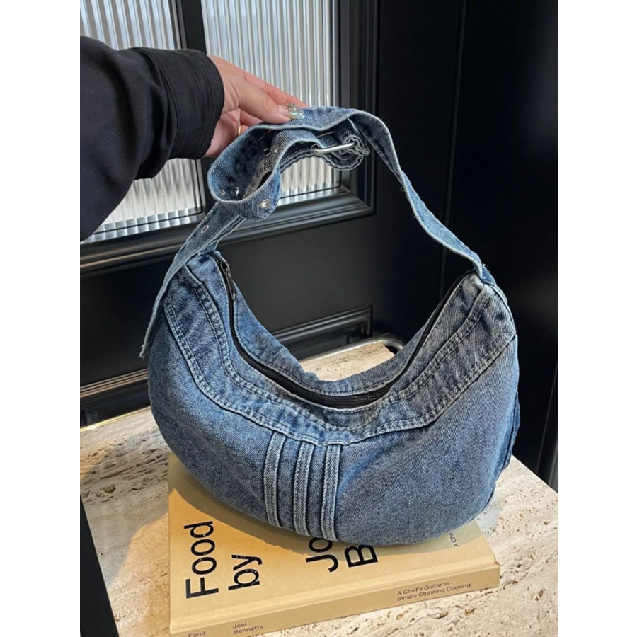 Denim Adjustable Strap Crossbody Bag Blue / One Size Apparel and Accessories