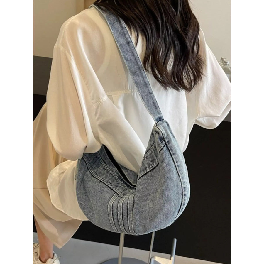 Denim Adjustable Strap Crossbody Bag Sky Blue / One Size Apparel and Accessories