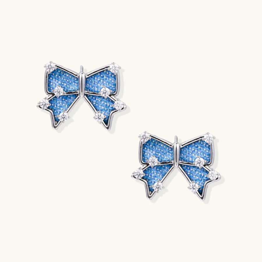 Denim Dreams Bow Earrings by Sandee Rain Boutique Earrings