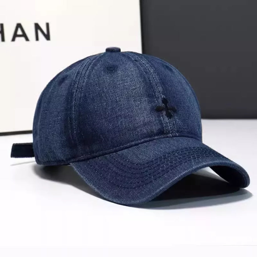 Denim Embroidered Baseball Cap Dark Blue / One Size Apparel and Accessories