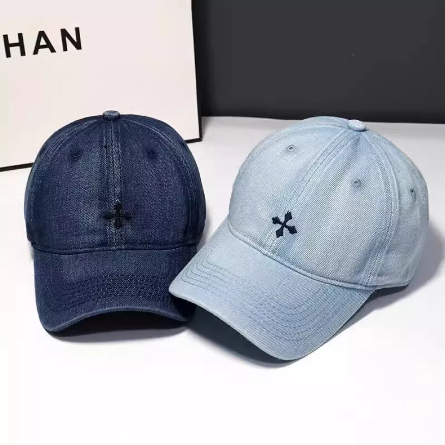 Denim Embroidered Baseball Cap Light Blue / One Size Apparel and Accessories