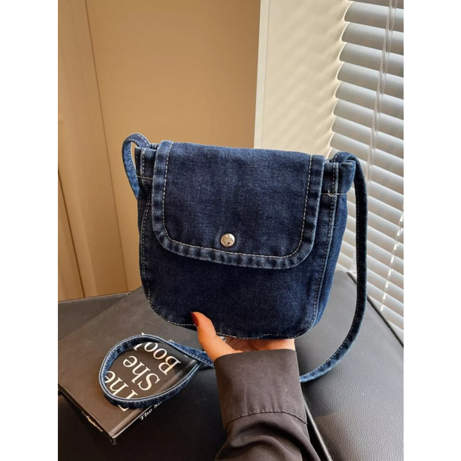 Denim Flap Crossbody Bag Dark Blue / ONESIZE Apparel and Accessories