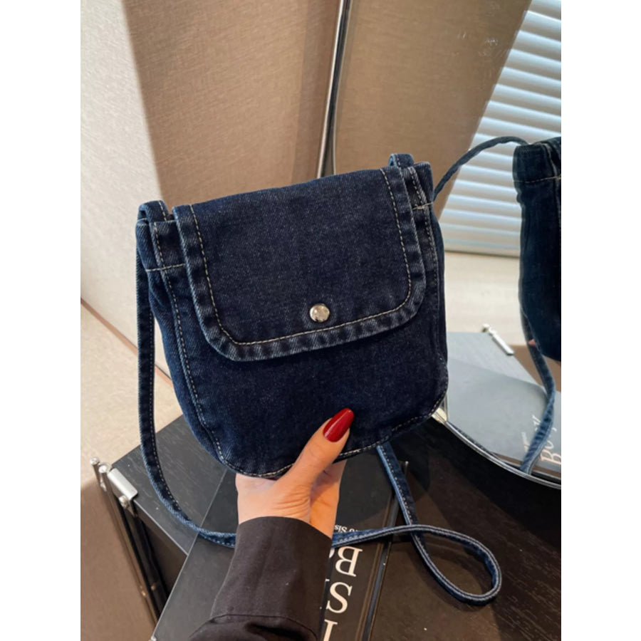 Denim Flap Crossbody Bag Dark Blue / ONESIZE Apparel and Accessories