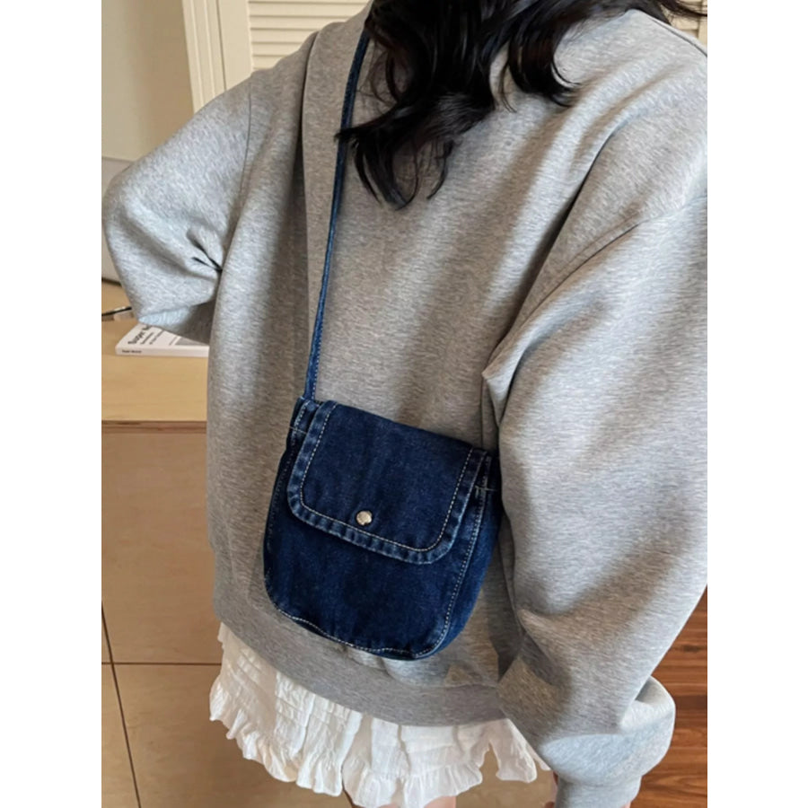 Denim Flap Crossbody Bag Dark Blue / ONESIZE Apparel and Accessories