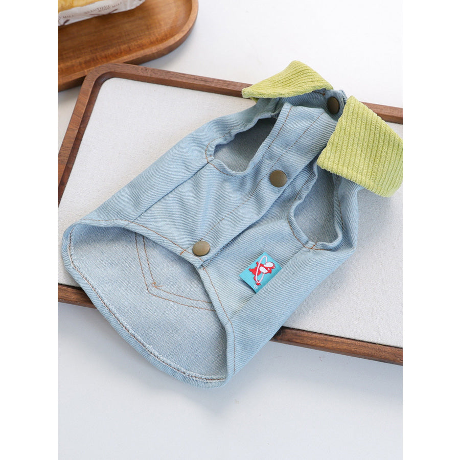 Denim Flower Embroidered Pet Top Apparel and Accessories