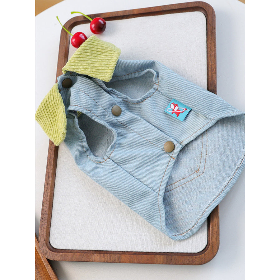 Denim Flower Embroidered Pet Top Apparel and Accessories