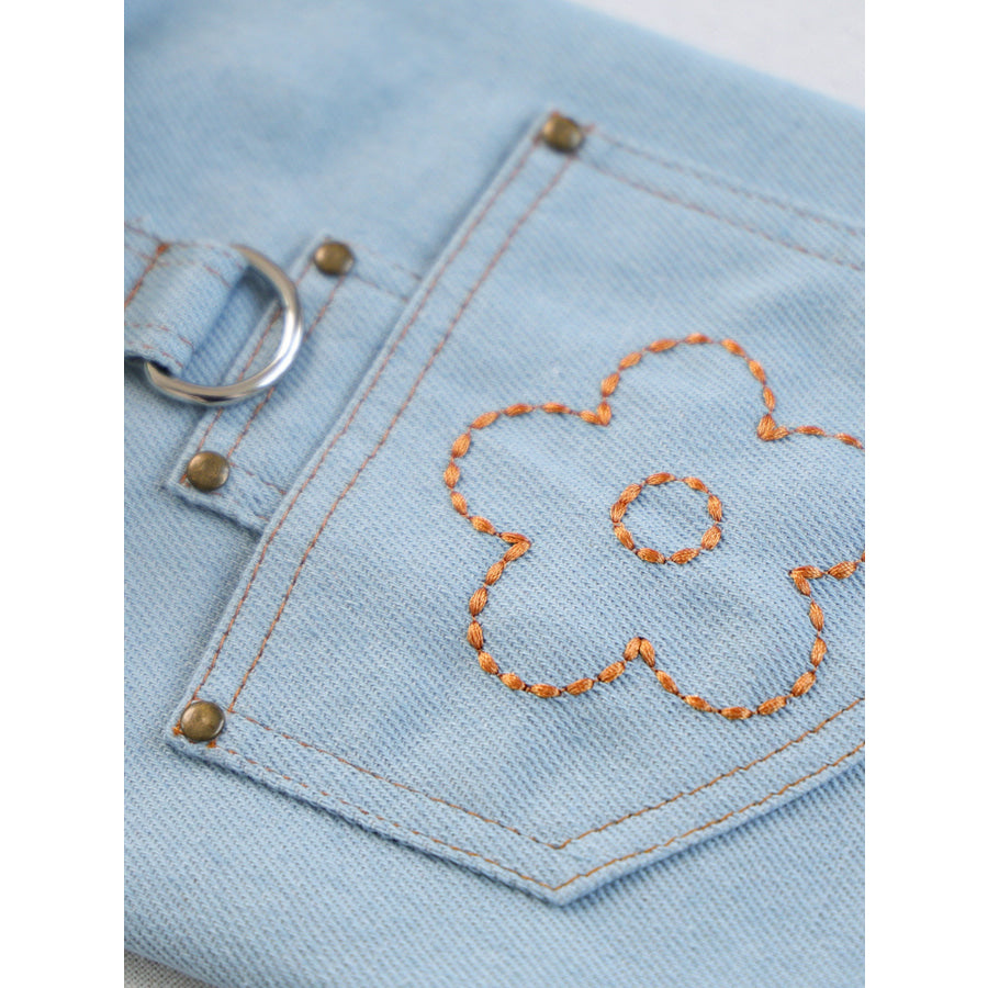 Denim Flower Embroidered Pet Top Apparel and Accessories