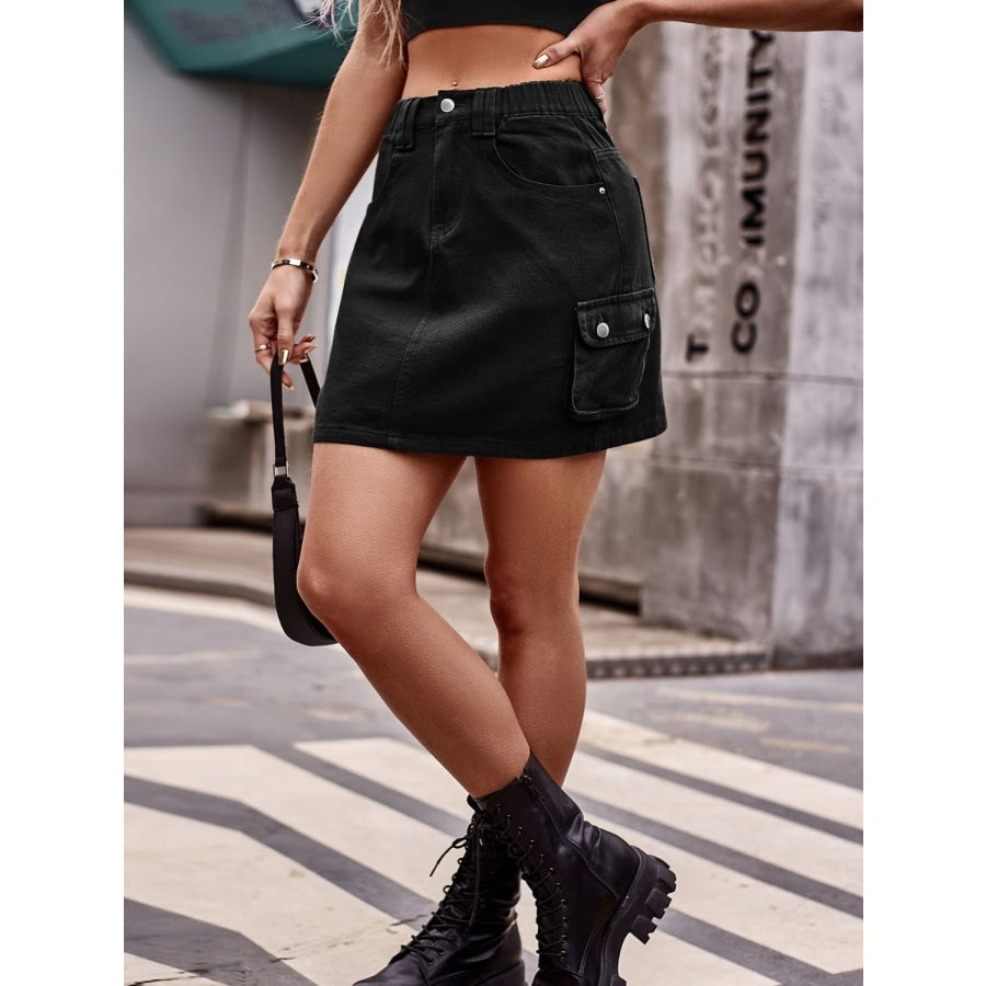 Denim Mini Skirt with Pockets