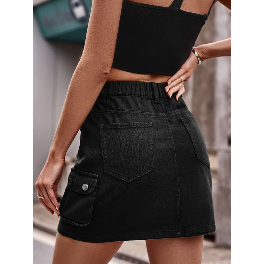 Denim Mini Skirt with Pockets