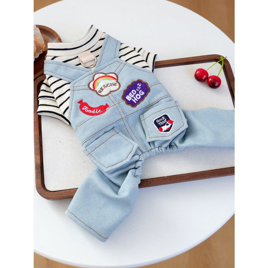 Denim Patchwork Pet Jumpsuit Light Blue / XS Apparel and Accessories
