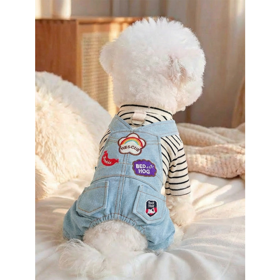 Denim Patchwork Pet Jumpsuit Light Blue / XS Apparel and Accessories