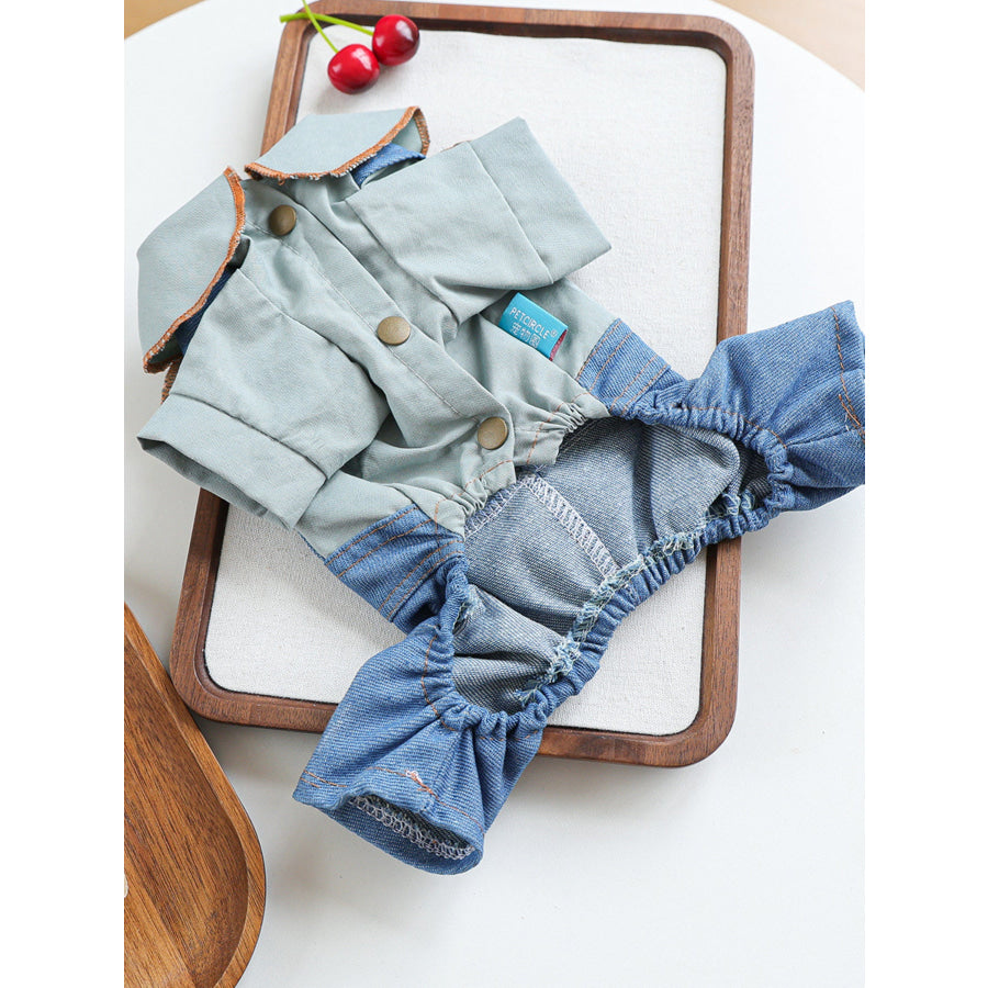 Denim Pet Jumpsuits with Bowknot Apparel and Accessories