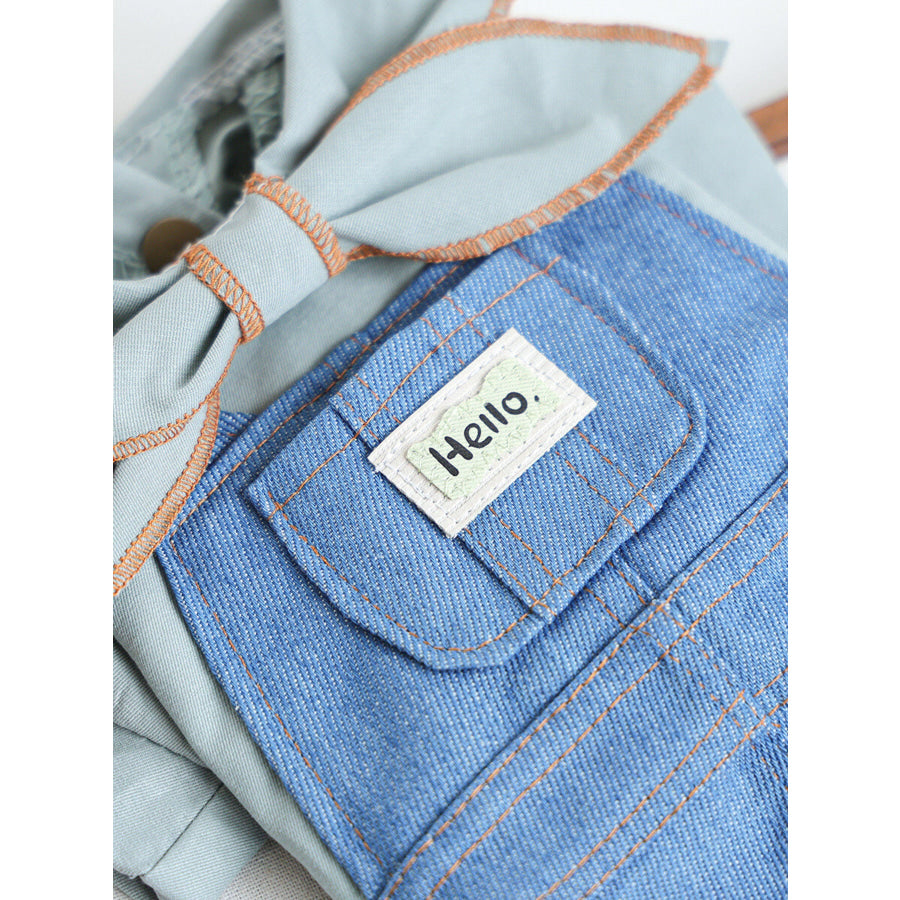 Denim Pet Jumpsuits with Bowknot Apparel and Accessories