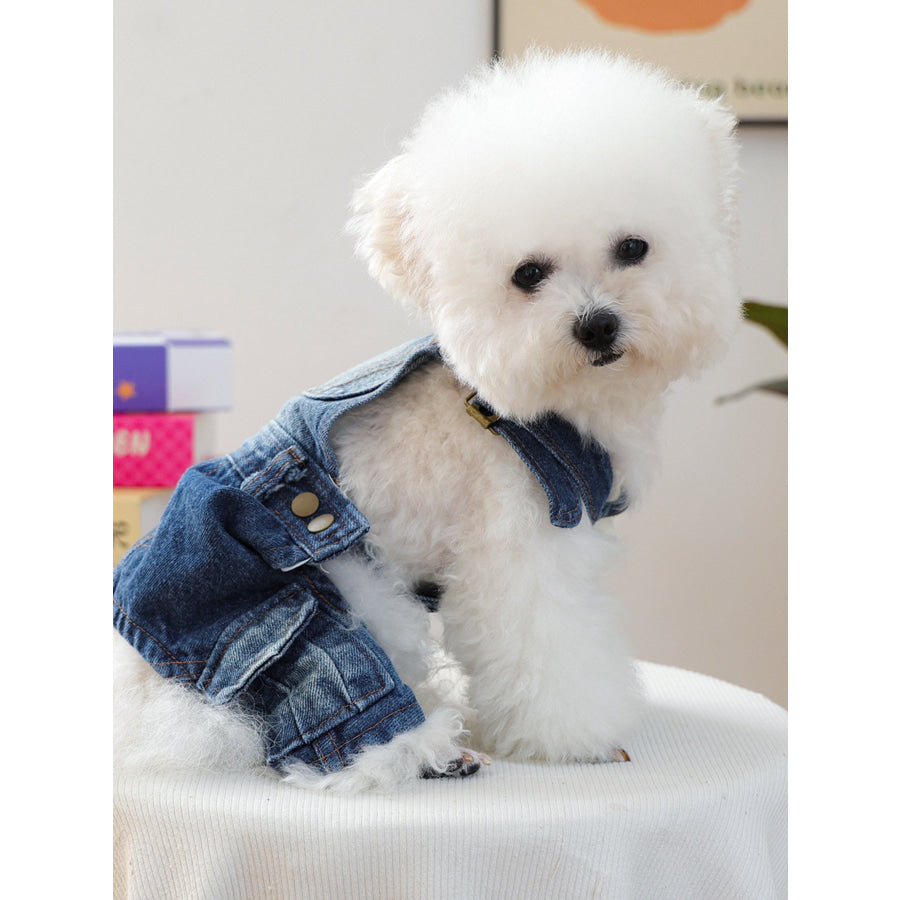 Denim Pet Overalls Denim / One Size Apparel and Accessories
