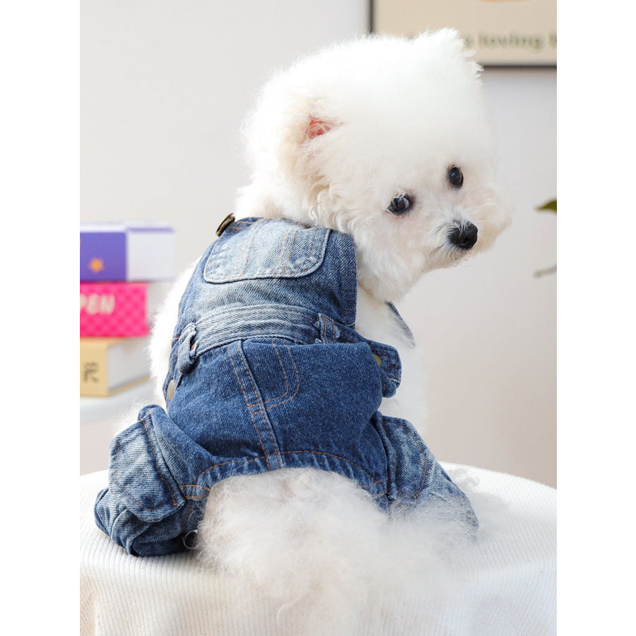 Denim Pet Overalls Denim / One Size Apparel and Accessories
