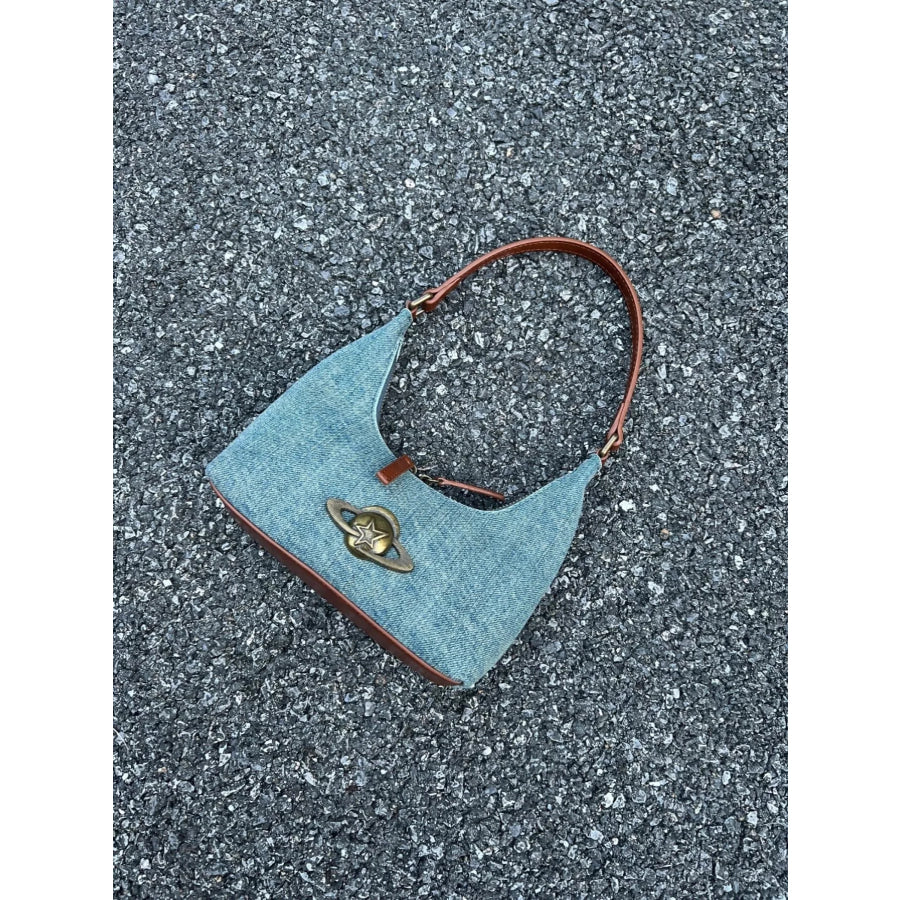 Denim Planet Decor Shoulder Bag Royal Blue / One Size Apparel and Accessories