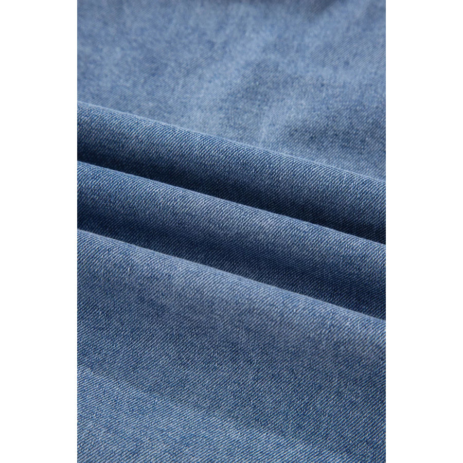 Denim Pleated Patchwork Sleeveless Top Apparel and Accessories