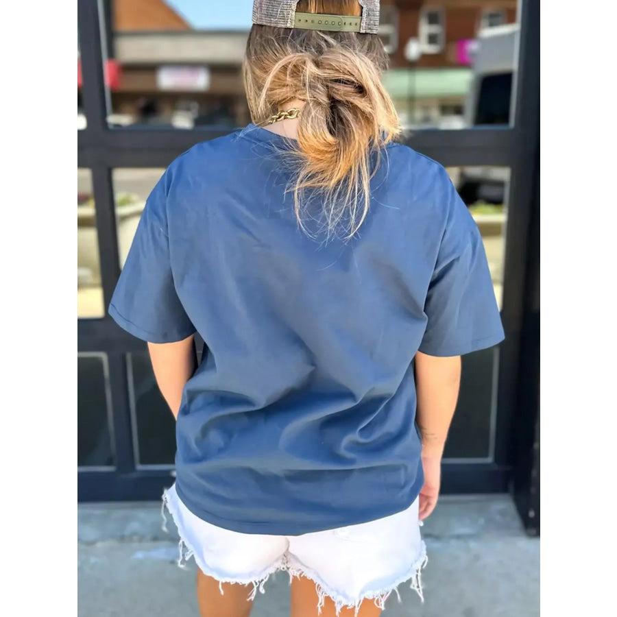 Denim Pocket Relaxed Fit T-Shirt Dusty Blue / S Apparel and Accessories