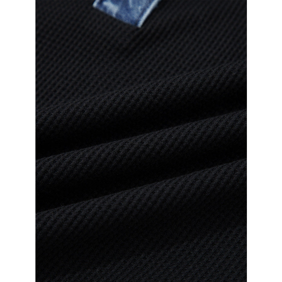 Denim Trim Button Detail Top Apparel and Accessories
