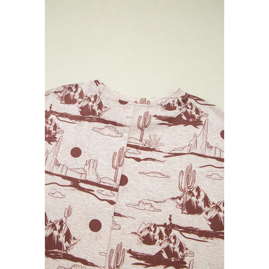 Desert Sand Print Short Sleeve Knit Top Apparel and Accessories