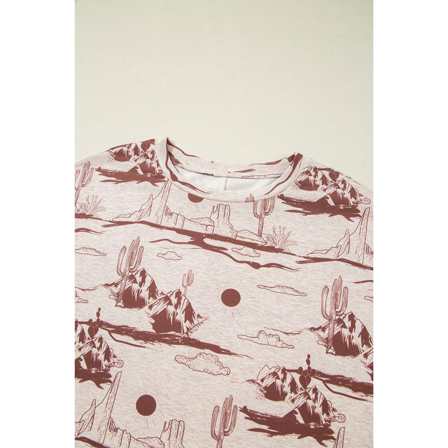 Desert Sand Print Short Sleeve Knit Top Apparel and Accessories