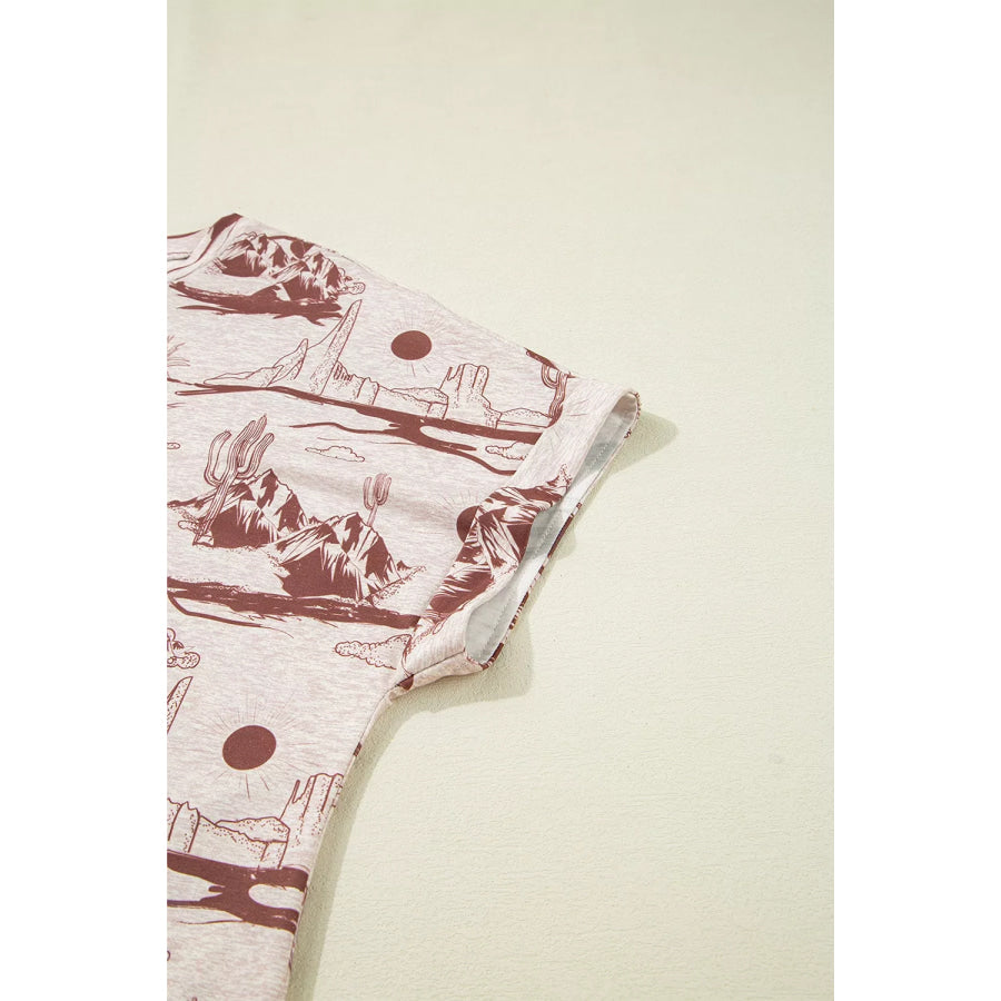 Desert Sand Print Short Sleeve Knit Top Apparel and Accessories