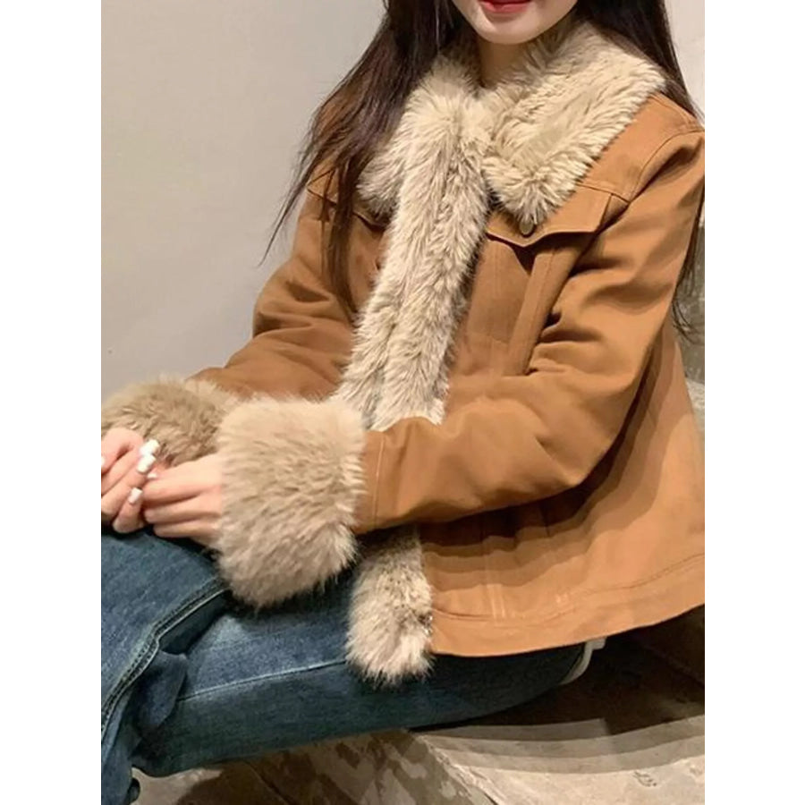 Detachable Faux Fur Collar and Cuffs Outerwear Apparel Accessories