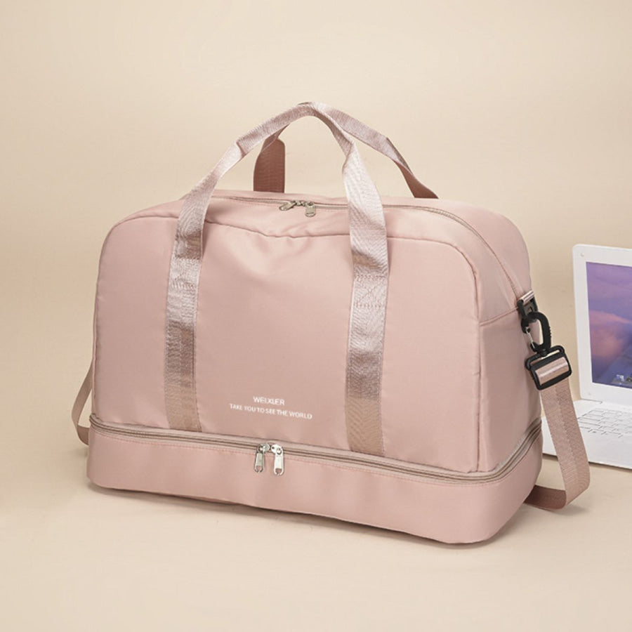 Detachable Strap Nylon Oversize Travel Bag Dusty Pink / One Size Apparel and Accessories