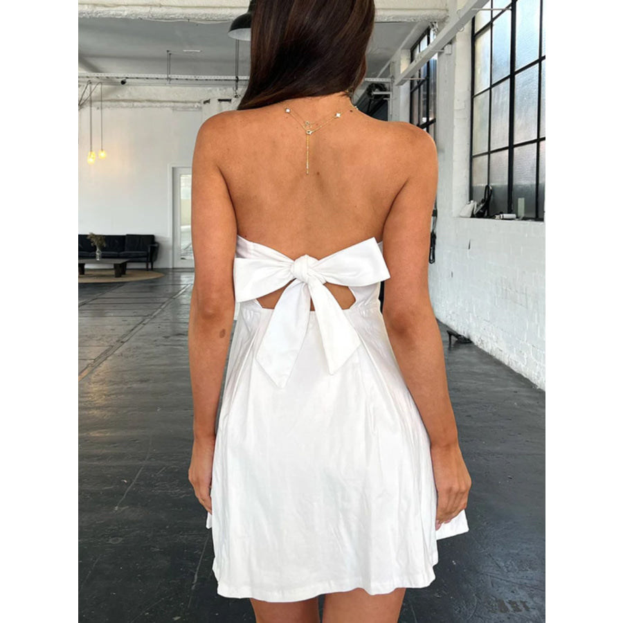 Devine Bow Back Tube Mini Dress Apparel and Accessories