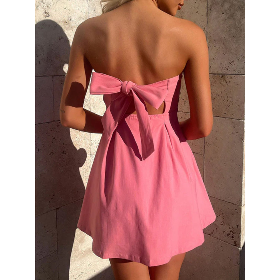 Devine Bow Back Tube Mini Dress Apparel and Accessories