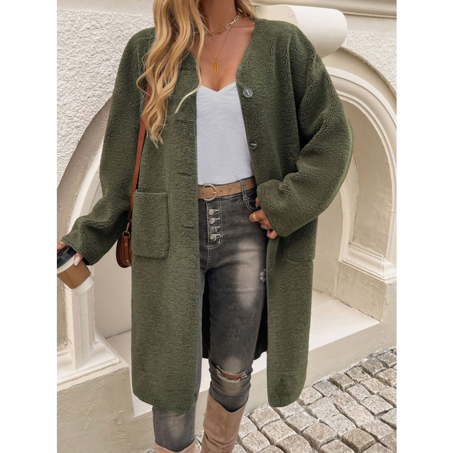 Devine Button Up Long Sleeve Coat Apparel and Accessories