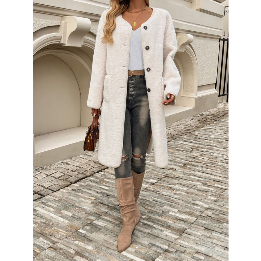 Devine Button Up Long Sleeve Coat Apparel and Accessories