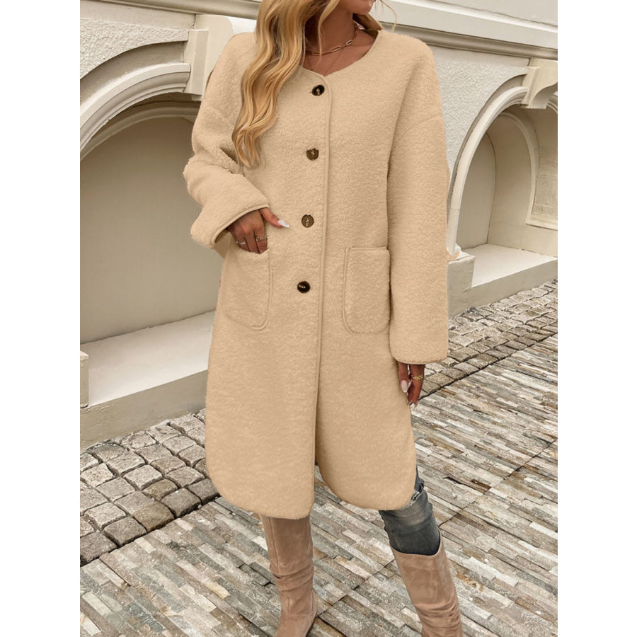 Devine Button Up Long Sleeve Coat Apparel and Accessories