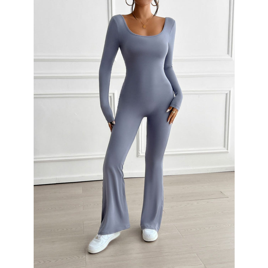 Devine Cutout Scoop Neck Long Sleeve Jumpsuit Apparel and Accessories