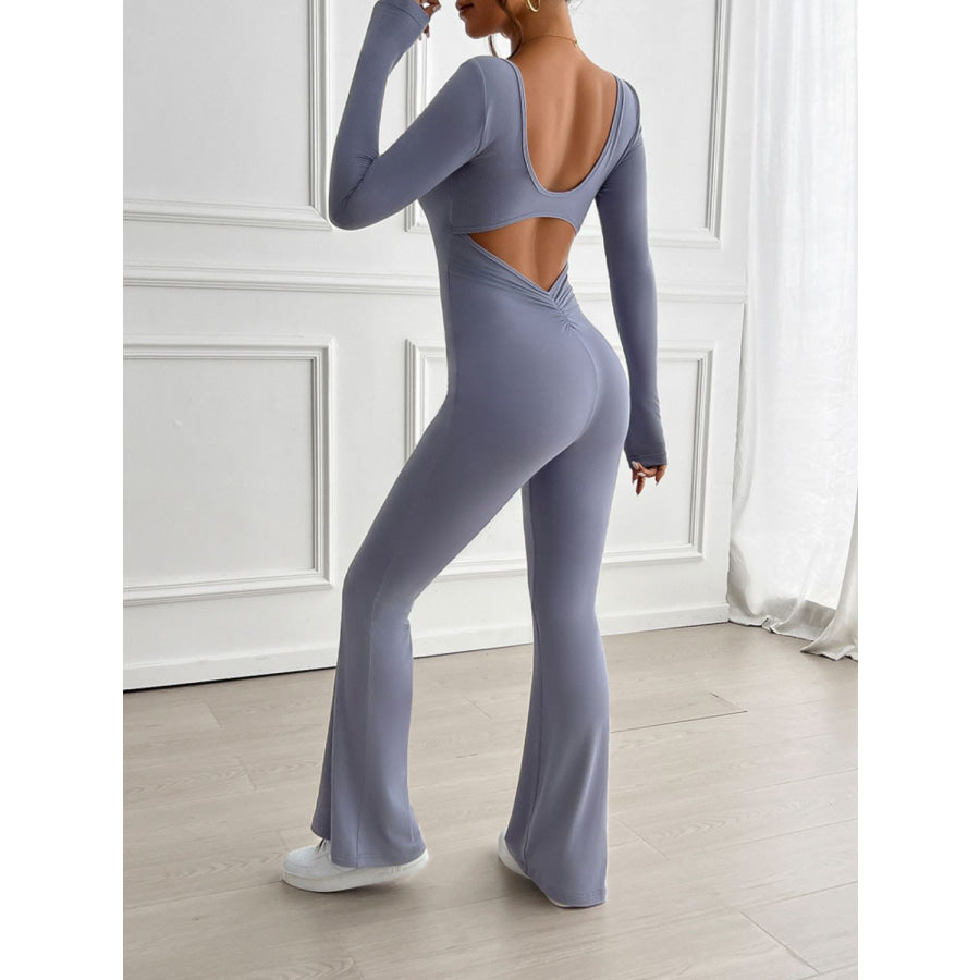 Devine Cutout Scoop Neck Long Sleeve Jumpsuit Apparel and Accessories