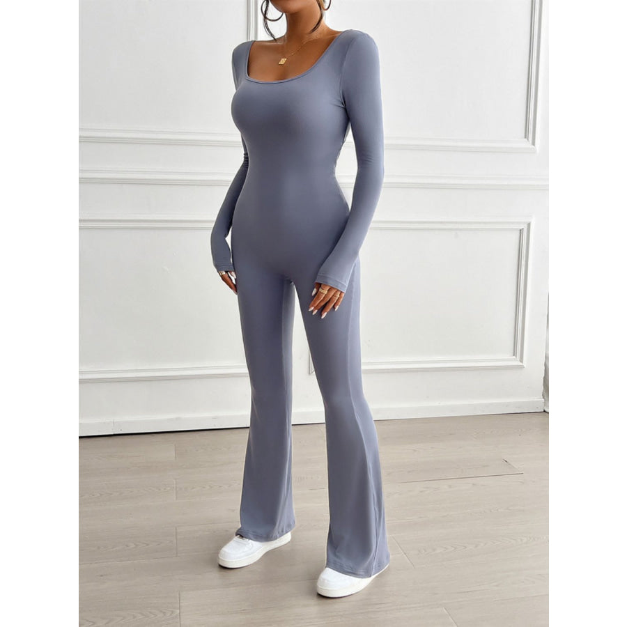 Devine Cutout Scoop Neck Long Sleeve Jumpsuit Apparel and Accessories