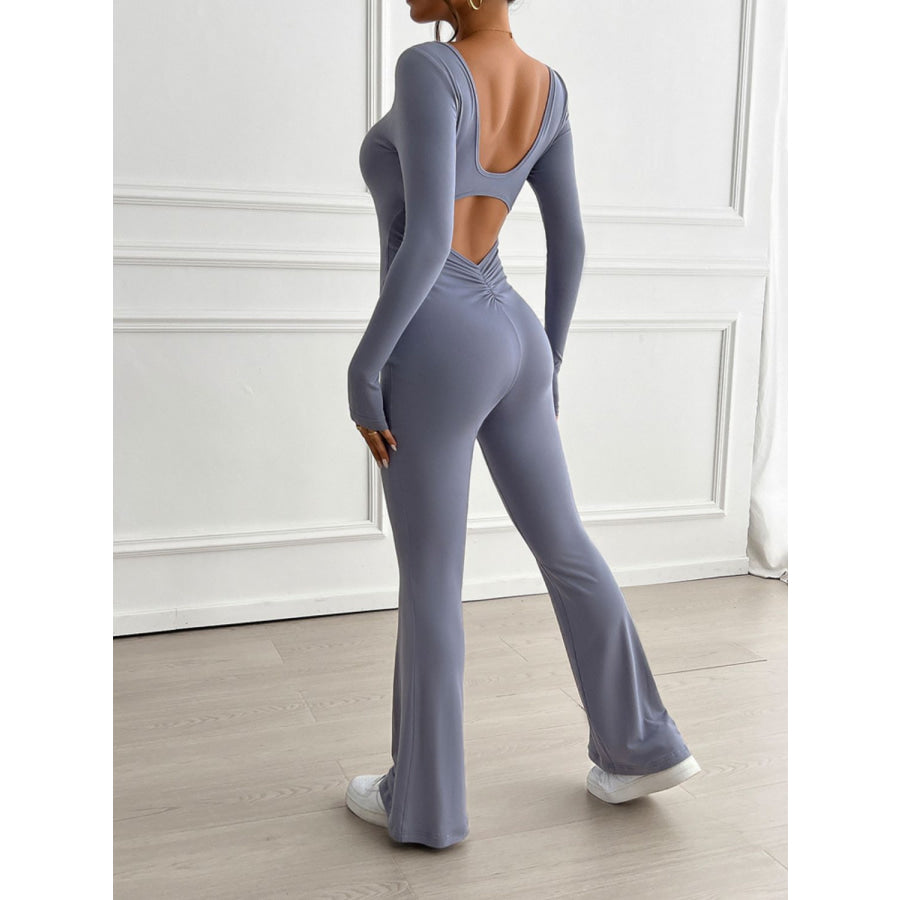 Devine Cutout Scoop Neck Long Sleeve Jumpsuit Apparel and Accessories