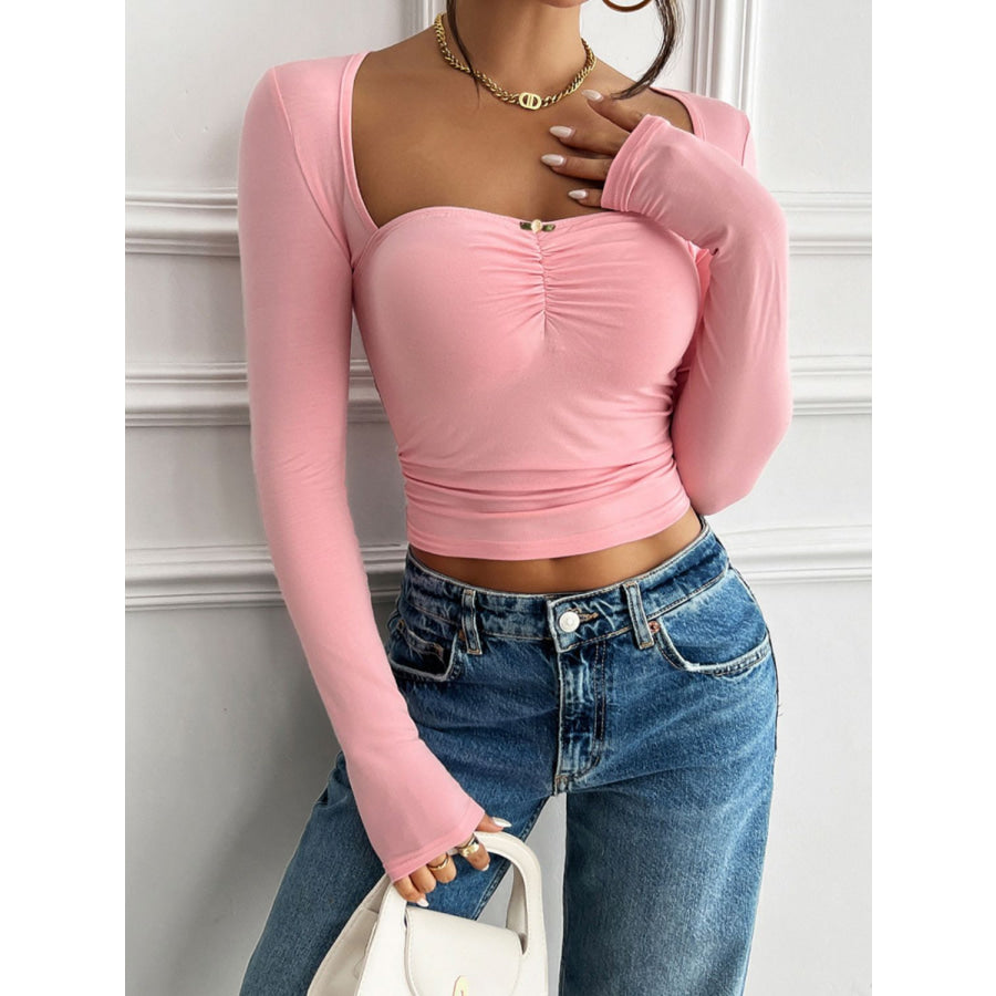 Devine Cutout Square Neck Long Sleeve T-Shirt Apparel and Accessories