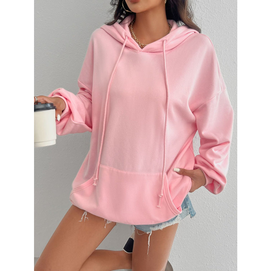 Devine Drawstring Long Sleeve Hoodie Apparel and Accessories