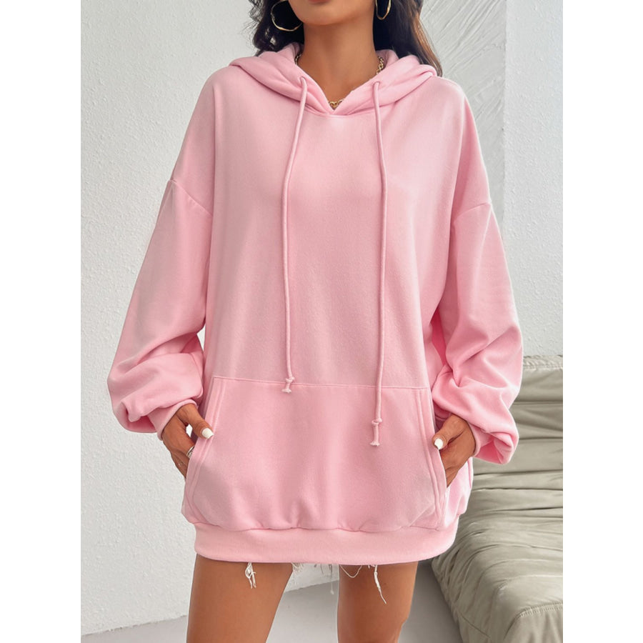 Devine Drawstring Long Sleeve Hoodie Apparel and Accessories