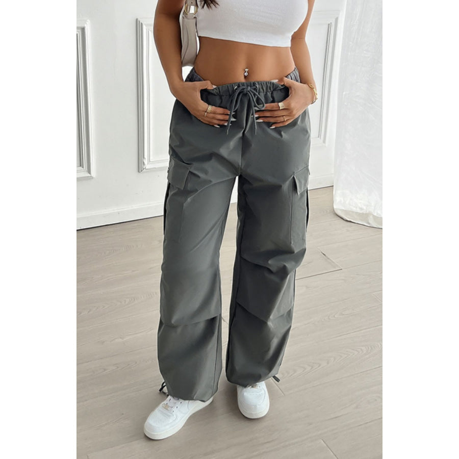 Devine Drawstring Wide Leg Pants with Cargo Pockets Apparel and Accessories