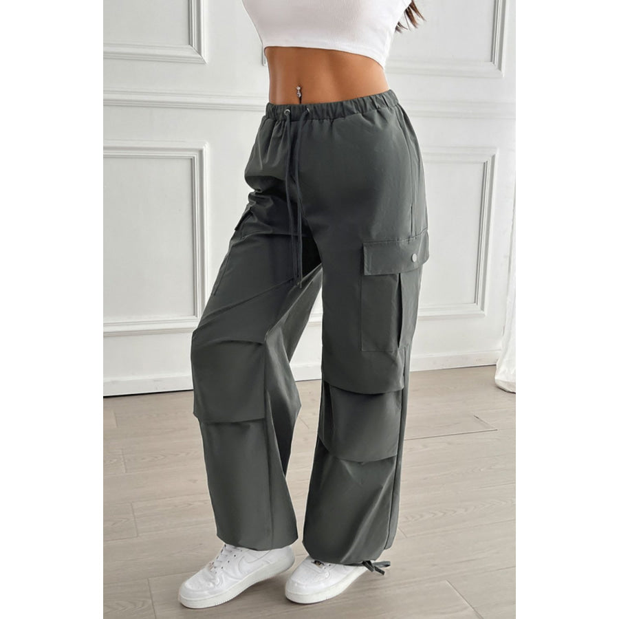 Devine Drawstring Wide Leg Pants with Cargo Pockets Apparel and Accessories